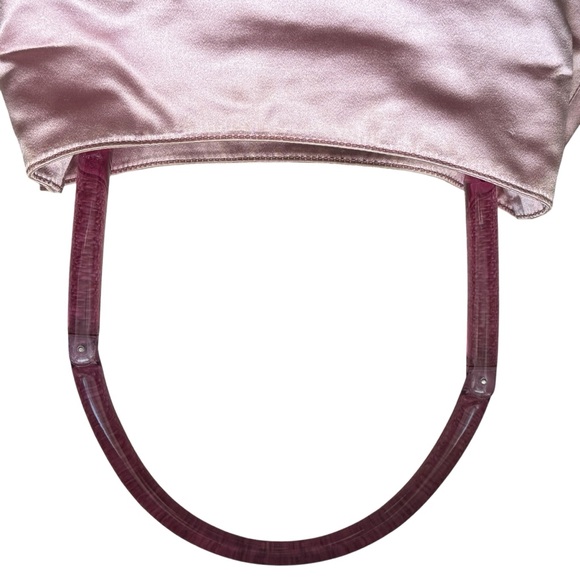 AUTH PRADA SILK LUCITE CLEAR PLASTIC HANDLE HOBO BAG 90s Y2K 💜 LAVENDER PURPLE - Picture 4 of 16